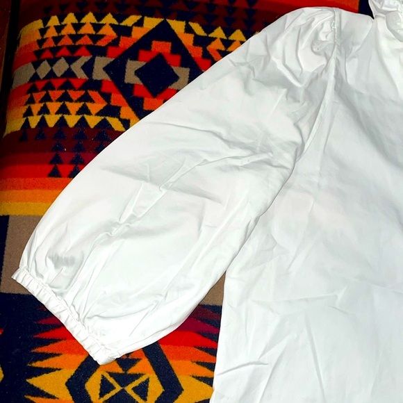 Tuckernuck White Stretch Poplin Ruffle Neck Bouvier Blouse sz XXL. - Picture 9 of 11